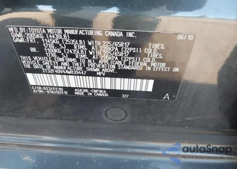 2010 Toyota Rav4 from USA, damaged, VIN 2T3ZF4DV4AW039447